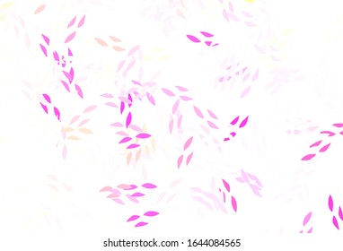 Light Pink, Yellow vector natural artwork with leaves. leaves on blurred abstract background with gradient. New template for your design.