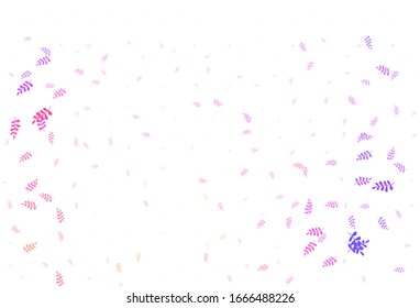 Light Pink, Yellow vector natural background with leaves. Colorful abstract illustration with leaves in doodle style. Textured pattern for websites, banners.