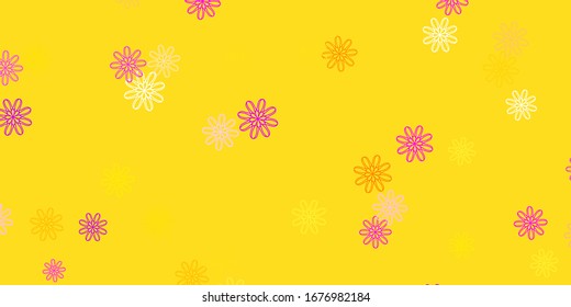 Light Pink, Yellow vector natural layout with flowers. Gradient colorful abstract flowers on simple background. Pattern for website designs.