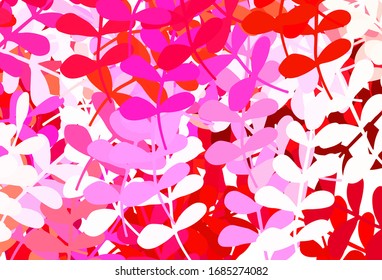 Light Pink, Yellow vector natural artwork with leaves. A vague abstract illustration with leaves in doodles style. New template for your design.