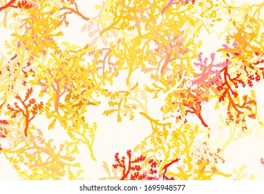 Light Pink, Yellow vector natural pattern with branches. Shining colored illustration with leaves and branches. Brand new style for your business design.