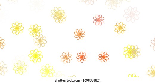 Plantón de fondo natural vectorial amarillo claro con flores. Ilustración con flores coloridas abstractas con gradiente. Nuevo diseño comercial.