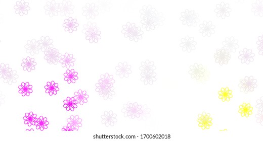 Light Pink, Yellow vector natural backdrop with flowers. Illustration with abstract colorful flowers with gradient. Best design for your business.