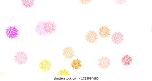 Light Pink, Yellow vector natural artwork with flowers. Simple colored illustration with abstarct flowers. Pattern for website designs.