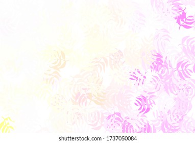 Pink claro, amarillo de fondo natural vector con hojas. hojas sobre un elegante patrón natural con gradiente. Nueva plantilla para su diseño.