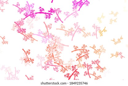 Light Pink, Yellow vector natural backdrop with branches. Illustration with doodles on abstract template. New template for your design.