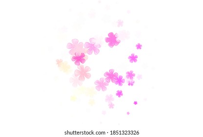 Light Pink, Yellow vector natural artwork with flowers. Illustration with colorful abstract doodle flowers. New template for your design.