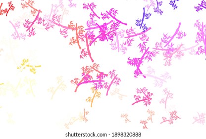Light Pink, Yellow vector natural pattern with branches. Brand new colored illustration with leaves and branches. The best design for your business.