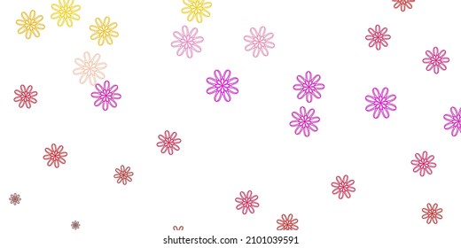 Light Pink, Yellow vector natural backdrop with flowers. Modern design with gradient Flowers on abstract background. Pattern for website designs.