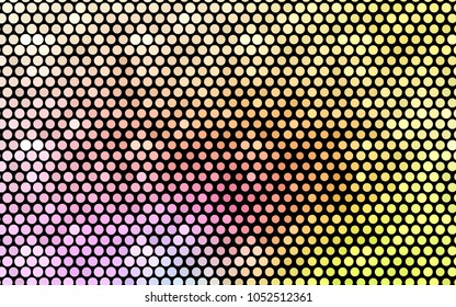 Light Pink, Yellow vector pattern with colored spheres. Geometric sample of repeating circles on white background in halftone style.