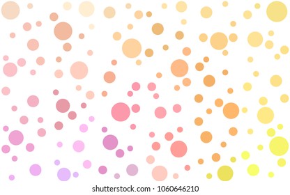 Light Pink, Yellow vector pattern with colored spheres. Geometric sample of repeating circles on white background in halftone style.