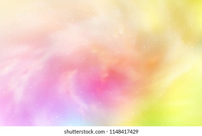 Light Pink, Yellow vector pattern with night sky stars. Blurred decorative design in simple style with galaxy stars. Pattern for futuristic ad, booklets.