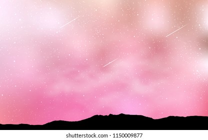 Light Pink, Yellow vector pattern with night sky stars. Shining colored illustration with bright astronomical stars. Smart design for your business advert.