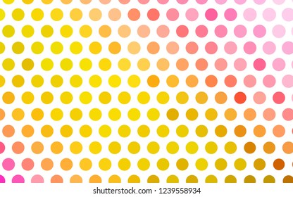 Light Pink, Yellow vector pattern with spheres. Beautiful colored illustration with blurred circles in nature style. Template for your brand book.
