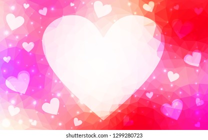 Light Pink, Yellow vector  pattern with colorful hearts. Beautiful colored illustration with hearts in celebration style. Pattern for carnival, festival romantic leaflets.