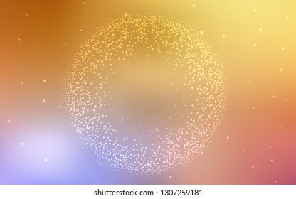 Light Pink, Yellow vector pattern with night sky stars. Shining colored illustration with bright astronomical stars. Best design for your ad, poster, banner.