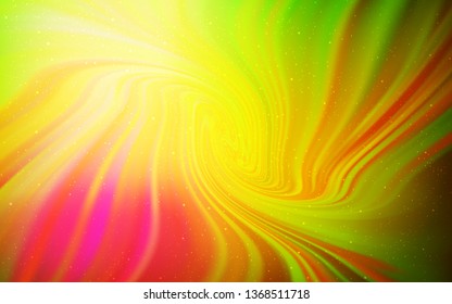 Light Pink, Yellow vector pattern with night sky stars. Space stars on blurred abstract background with gradient. Pattern for futuristic ad, booklets.