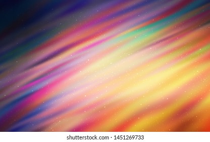 Light Pink, Yellow vector pattern with night sky stars. Glitter abstract illustration with colorful cosmic stars. Best design for your ad, poster, banner.