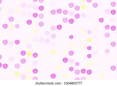 Light Pink, Yellow vector pattern with bent lines. Colorful abstract illustration with gradient lines. A completely new template for your design.