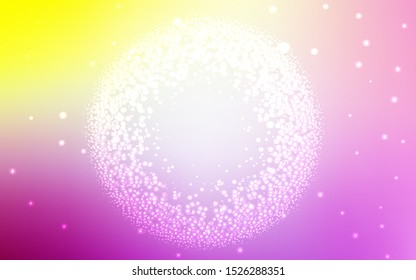 Light Pink, Yellow vector pattern with night sky stars. Space stars on blurred abstract background with gradient. Pattern for astronomy websites.