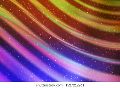 Light Pink, Yellow vector pattern with night sky stars. Glitter abstract illustration with colorful cosmic stars. Best design for your ad, poster, banner.