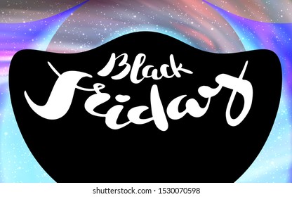 Light Pink, Yellow vector pattern with a black hole, stars. Abstract illustration with glitter colorful cosmic stars. Backdrop for super sales on Black Friday.