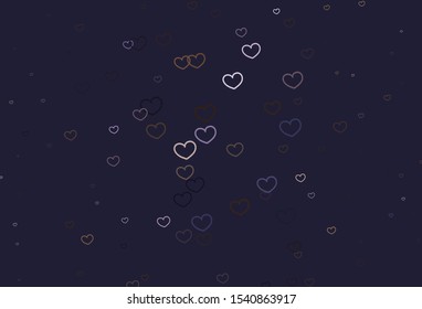 Light Pink, Yellow vector pattern with colorful hearts. Decorative shining illustration with hearts on abstract template. Template for Valentine's greeting postcards.