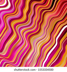 Light Pink, Yellow vector pattern with curved lines. Bright illustration with gradient circular arcs. Pattern for websites, landing pages.