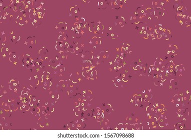 Light Pink, Yellow vector pattern with Digit symbols. Abstract illustration with colored algebra signs. Smart design for university advert.