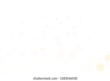 Light Pink, Yellow vector pattern with spheres. Glitter abstract illustration with blurred drops of rain. Design for your business advert.