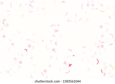 Light Pink, Yellow vector pattern with Digit symbols. Abstract illustration with colored algebra signs. Template for landing page of typography.