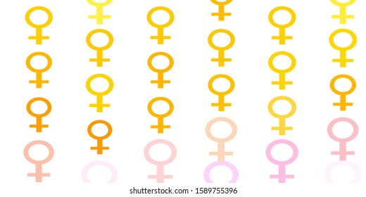 Light Pink, Yellow vector pattern with feminism elements. Simple design in abstract style with women’s rights activism. Smart design for your apps.