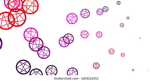 Light Pink, Yellow vector pattern with magic elements. Colorful mystic symbols with a gradient in ancient style. Design for magic, spiritual events.
