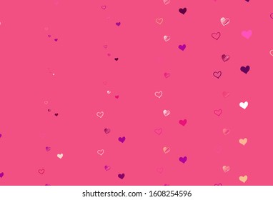 Light Pink, Yellow vector pattern with colorful hearts. Illustration with hearts in love concept for valentine's day. Pattern for carnival, festival romantic leaflets.