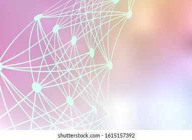 Light Pink, Yellow vector pattern with artificial intelligence network. Shining illustration with AI shapes on abstract template. Smart design for promotion of bid data.