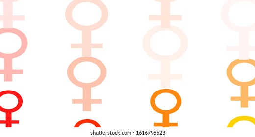 Light Pink, Yellow vector pattern with feminism elements. Illustration with signs of women's strength and power. Smart design for your apps.