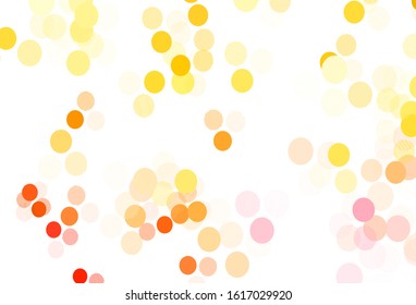 Light Pink, Yellow vector pattern with spheres. Glitter abstract illustration with blurred drops of rain. Design for your business advert.