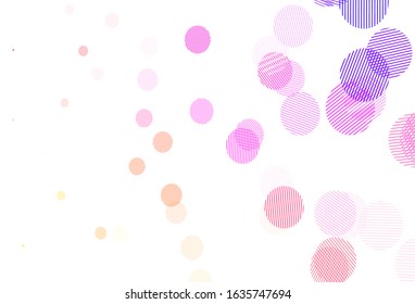 Light Pink, Yellow vector pattern with spheres. Illustration with set of shining colorful abstract circles. Pattern for textures of wallpapers.