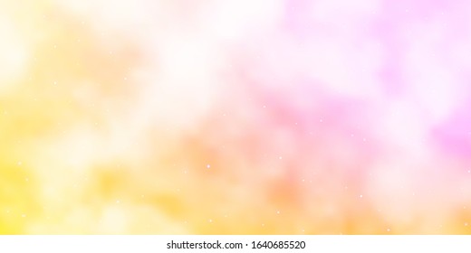 Light Pink  Yellow vector pattern and abstract stars  Blur decorative design in simple style and stars  Pattern for new year ad  booklets 