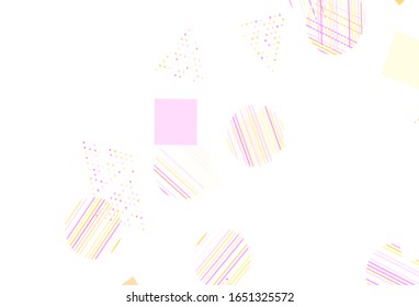 Light Pink, Yellow vector pattern with polygonal style with circles. Glitter abstract illustration with spheres, squares, lines. Pattern for booklets, leaflets