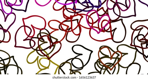 Light Pink, Yellow vector pattern with colorful hearts. Illustration with hearts in love concept for valentine's day. Design for your business advert of anniversary.