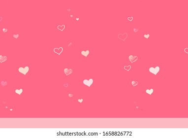 Light Pink, Yellow vector pattern with colorful hearts. Beautiful abstract hearts on colorful gradient background. Template for Valentine's greeting postcards.