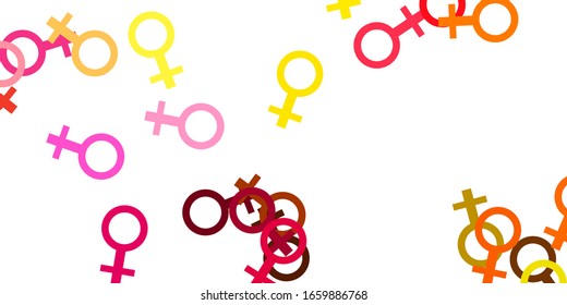Light Pink, Yellow vector pattern with feminism elements. Colorful illustration with gradient feminism shapes. Simple design for your web site.