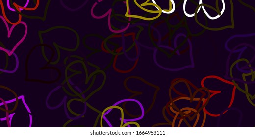 Light Pink, Yellow vector pattern with colorful hearts. Illustration with hearts in love concept for valentine's day. Design for your business advert of anniversary.