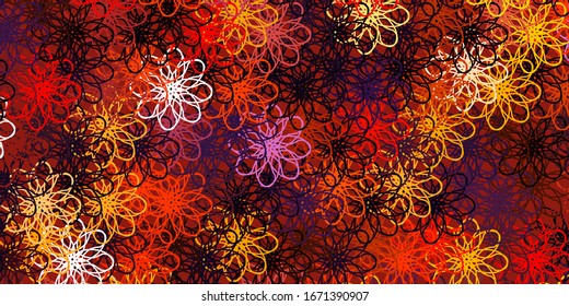 Light Pink, Yellow vector pattern with curved lines. Abstract gradient illustration with wry lines. Template for cellphones.