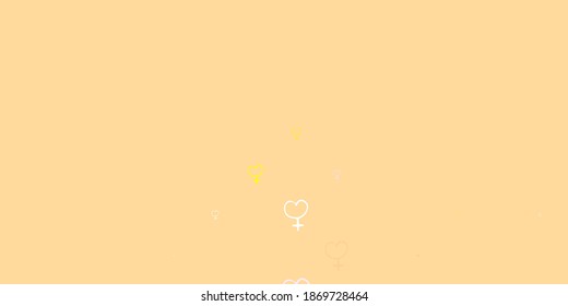 Light Pink, Yellow vector pattern with feminism elements. Colorful illustration with gradient feminism shapes. Best design to show the power of women.