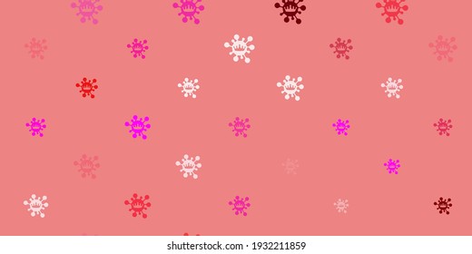 Light pink, yellow vector pattern with coronavirus elements. Abstract illustration with biological gradient shapes. Simple drawing against danger fever.