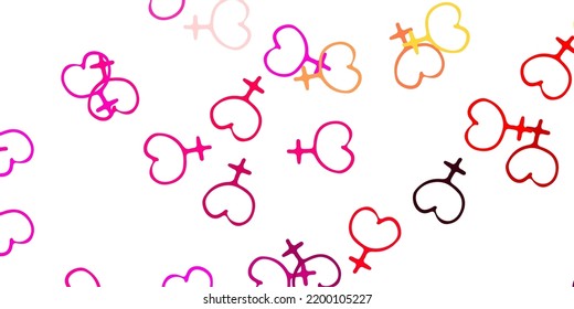 Light Pink, Yellow vector pattern with feminism elements. Simple design in abstract style with women’s rights activism. Simple design for your web site.