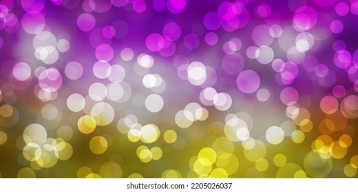 Light Pink, Yellow vector pattern with spheres. Abstract illustration with colorful spots in nature style. Pattern for wallpapers, curtains.