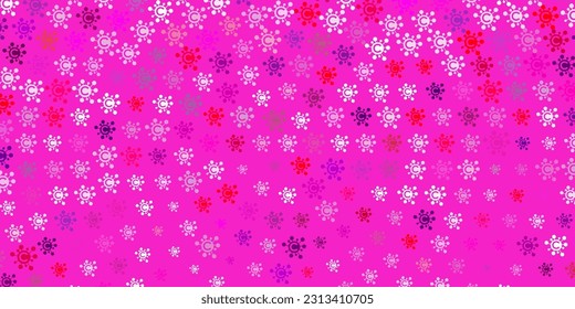 Patrón vectorial amarillo rosa claro con elementos coronavirus. Ilustración abstracta con formas de gradiente biológico. Mejor diseño para eventos de cuarentena.